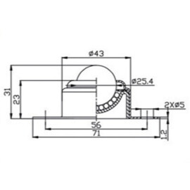 Kugelrolle, 25.4 mm, mit Befestigungsbohrungen