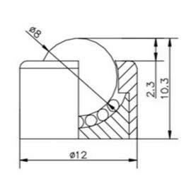 Schwerlast-Kugelrolle, 8 mm, für Einbaumontage, für schwere lasten