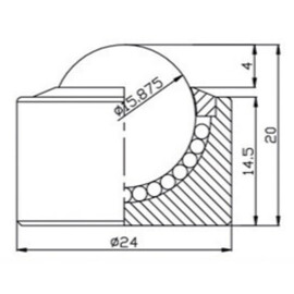 Kogelrol (kogelpot), 15.875 mm, bevestiging door inpassing, voor zware belasting