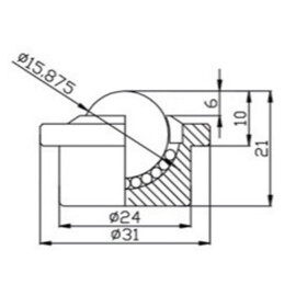 Schwerlast-Kugelrolle, 15.875 mm, mit Flansch, für schwere lasten