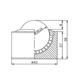 Kogelrol (kogelpot), 30.16 mm, bevestiging door inpassing