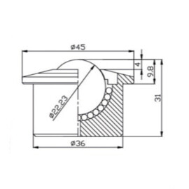 Kogelrol (kogelpot), 22.23 mm, met flens, voor zware belasting