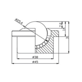 Kogelrol (kogelpot), 25.4 mm, met flens, voor zware belasting