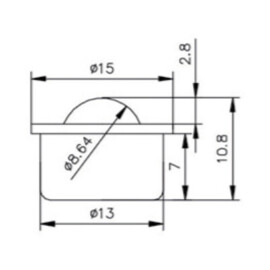 Ball Transfer Unit, 8.64 mm, with flange and Nylon ball