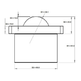 Kogelrol (kogelpot), 38.1 mm, met kop flens en bevestigingsgaten, voor zware belasting