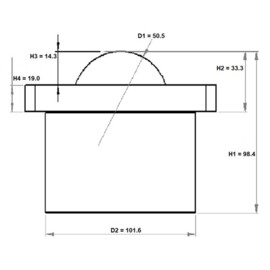 Kogelrol (kogelpot), 50.8 mm, met kop flens en bevestigingsgaten, voor zware belasting