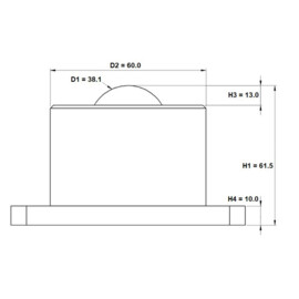 Kogelrol (kogelpot), 38.1 mm, met bodem flens en bevestigingsgaten, voor zware belasting