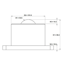 Kogelrol (kogelpot), 50.8 mm, met bodem flens en bevestigingsgaten, voor zware belasting