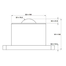 Kogelrol (kogelpot), 76.2 mm, met bodem flens en bevestigingsgaten, voor zware belasting