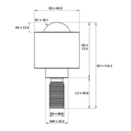 Kogelrol (kogelpot), 38.1 mm, met M20 draadeind, voor zware belasting