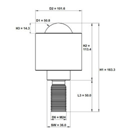 Kogelrol (kogelpot), 50.8 mm, met M24 draadeind, voor zware belasting