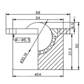 Kugelrolle, 30.16 mm, mit Befestigungsbohrungen und Flansch, für schwere lasten