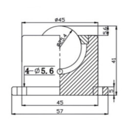 Kogelrol (kogelpot), 25.4 mm, met bevestigingsgaten en flens