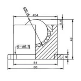 Kugelrolle, 30.16 mm, mit Befestigungsbohrungen und Flansch