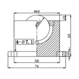 Kugelrolle, 38.1 mm, mit Befestigungsbohrungen und Flansch