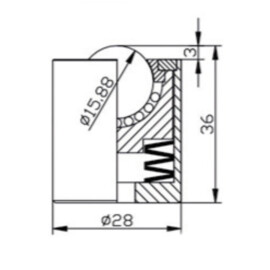 Kogelrol (kogelpot), 15.88 mm, met veer, voor zware belasting