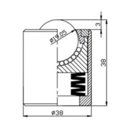 Kogelrol (kogelpot), 19.05 mm, met veer, voor zware belasting