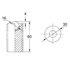 Ball transfer unit, full thread, hardened steel, M30